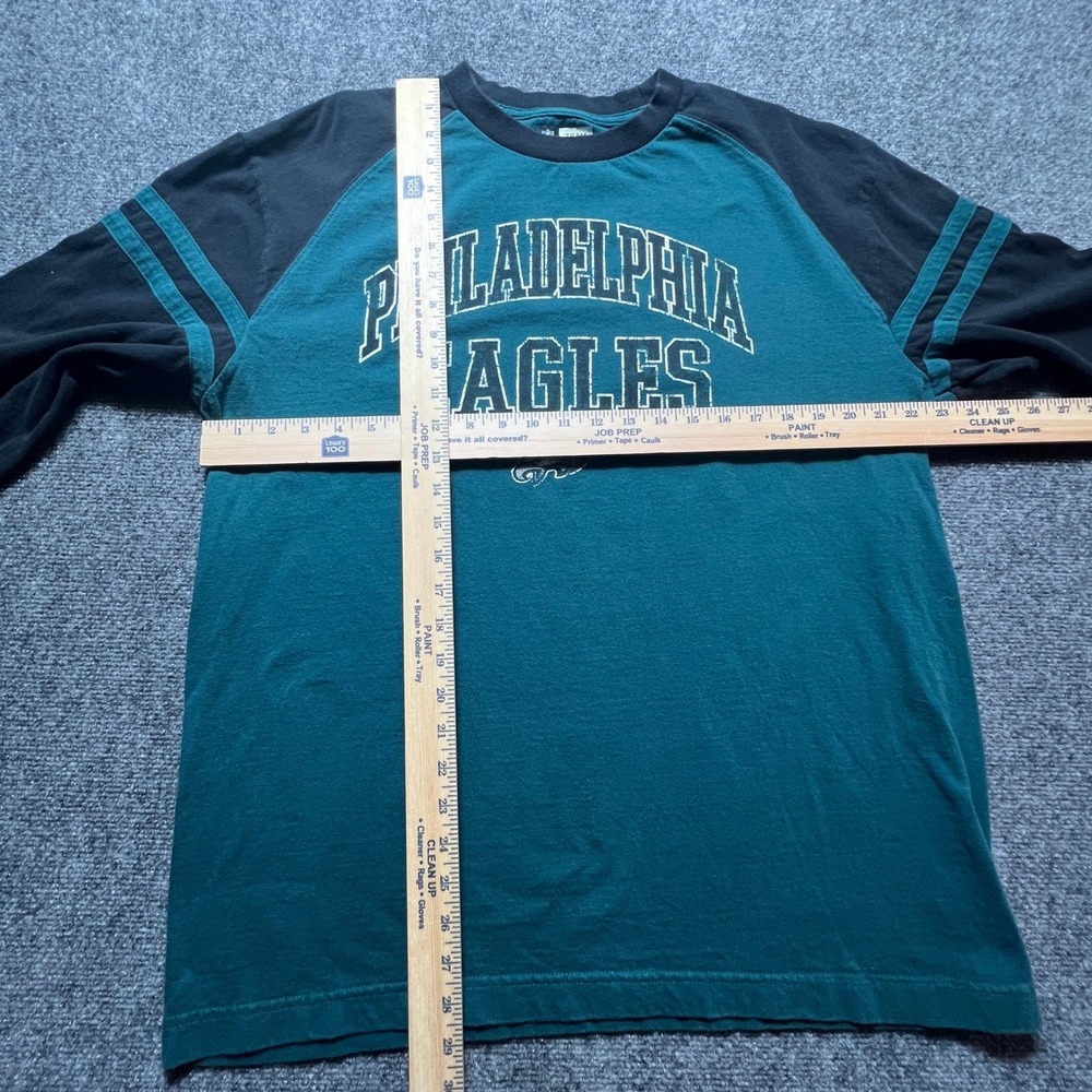 NFL Team Apparel Philadelphia Eagles Raglan Long Sleeve Shirt Green Black Mens L - Picture 4 of 8